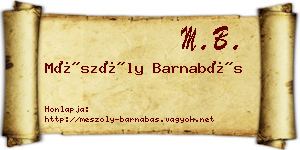Mészöly Barnabás névjegykártya