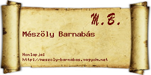 Mészöly Barnabás névjegykártya